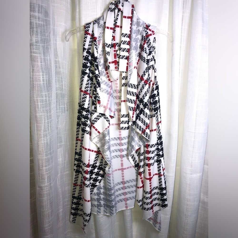 White and Red Patterned Top